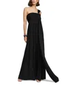 Halston Adena One-shoulder Draped Jersey Maxi Dress In Black