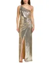 Halston Adriana One-shoulder Sequin Gown In White