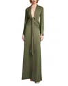 HALSTON AHANO DRAPED DEEP V-NECK JERSEY GOWN