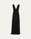 Halston Alessia Plunging Draped Matte Jersey Gown In Black