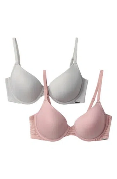 Halston Animal Mesh 2-pack T-shirt Bras In Rose/adobe Rose Grey