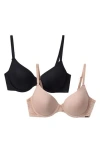 Halston Animal Mesh 2-pack T-shirt Bras In Sntn/black