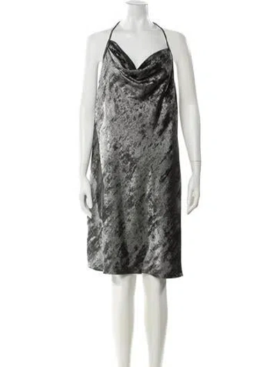 Pre-owned Halston Animal Print Mini Dress In Gray