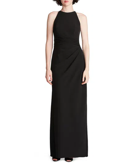 Halston Annika Womens Crepe Sleeveless Evening Dress In Black