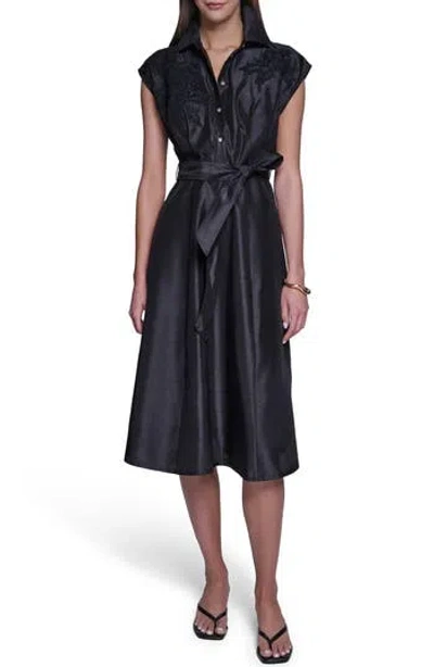 Halston Midi Shirtdress In Black