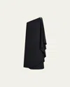 Halston Aries Draped One-shoulder Crepe Midi Dress In Black