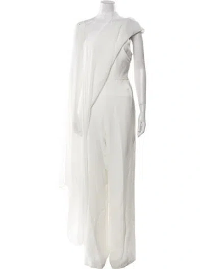 Pre-owned Halston Asymmetrical Jumpsuit In Neutral