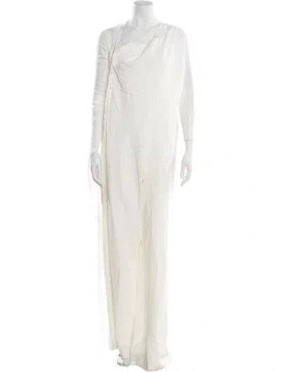 Pre-owned Halston Asymmetrical Jumpsuit W/ Tags In Neutral