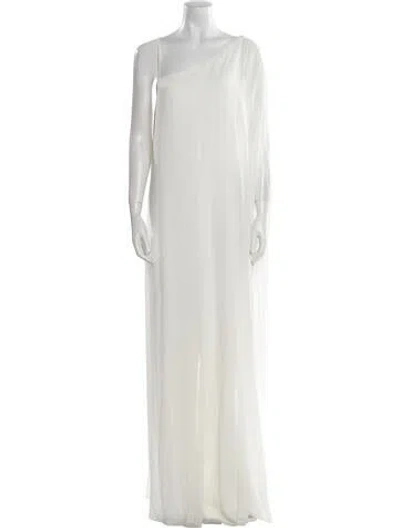 Pre-owned Halston Asymmetrical Jumpsuit In White