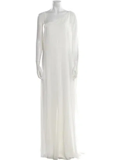 Pre-owned Halston Asymmetrical Jumpsuit In White