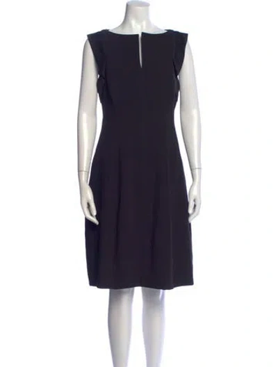 Pre-owned Halston Asymmetrical Knee-length Dress In Black