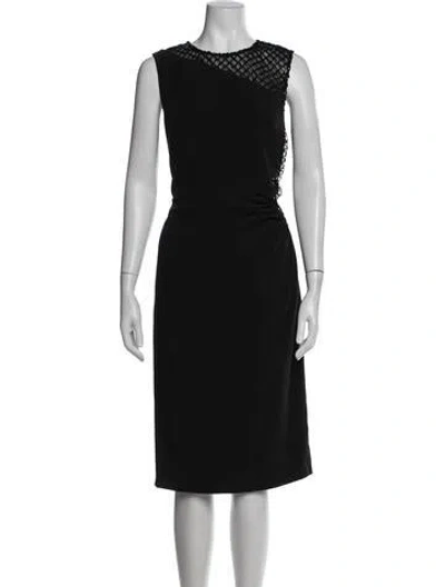 Pre-owned Halston Asymmetrical Knee-length Dress In Black