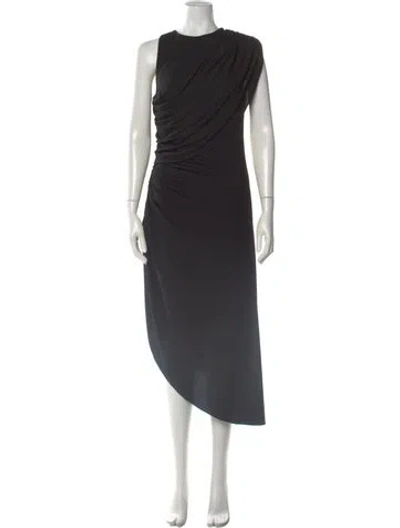 Pre-owned Halston Asymmetrical Long Dress In Black