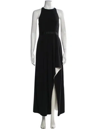 Pre-owned Halston Asymmetrical Long Dress In Black