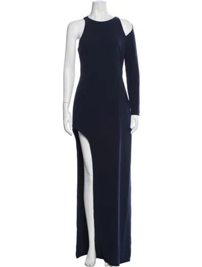 Pre-owned Halston Asymmetrical Long Dress In Blue
