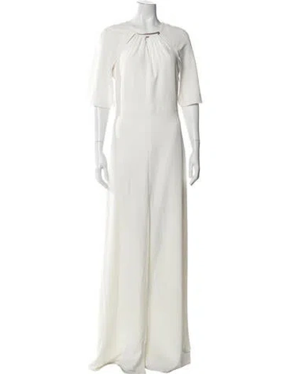Pre-owned Halston Asymmetrical Long Dress In Neutrals
