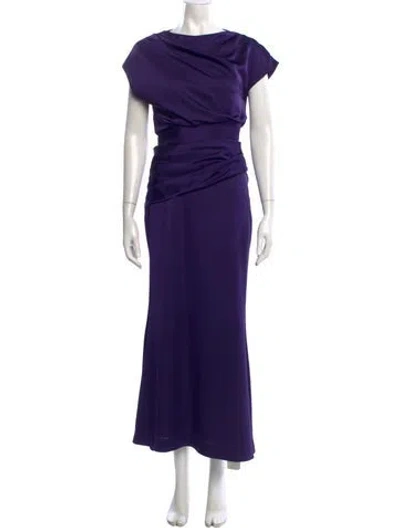 Pre-owned Halston Asymmetrical Long Dress In Purple