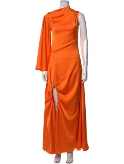 Pre-owned Halston Asymmetrical Long Dress W/ Tags In Orange