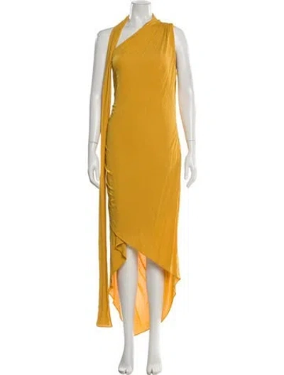 Pre-owned Halston Asymmetrical Long Dress In Yellow