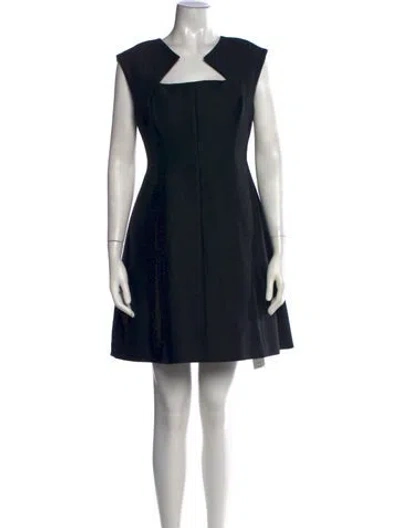 Pre-owned Halston Asymmetrical Mini Dress In Black