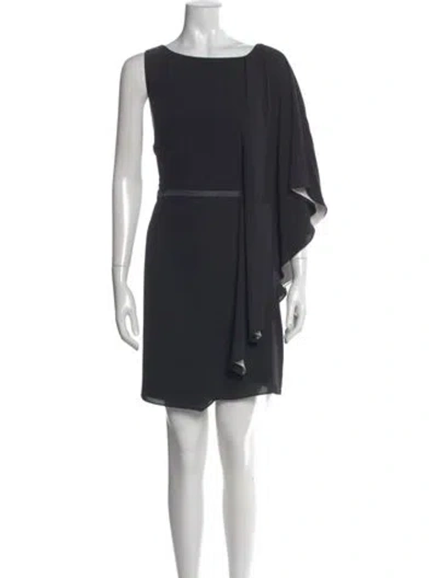 Pre-owned Halston Asymmetrical Mini Dress In Gray