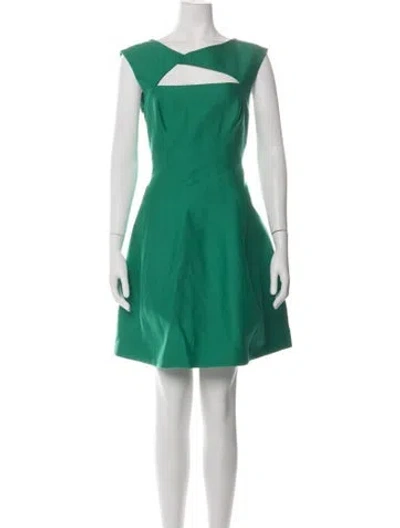 Pre-owned Halston Asymmetrical Mini Dress W/ Tags In Green
