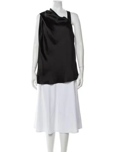 Pre-owned Halston Asymmetrical Sleeveless Top In Gray