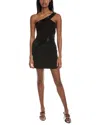 Halston Auriel One-shoulder Shimmer Panel Mini Dress In Black