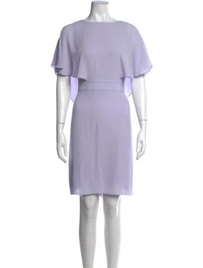 Pre-owned Halston Bateau Neckline Knee-length Dress In Purple
