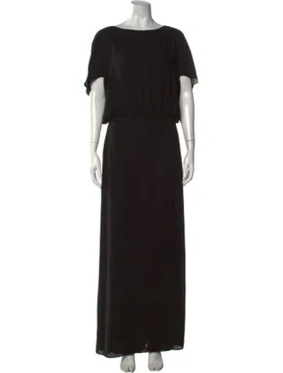 Pre-owned Halston Bateau Neckline Long Dress W/ Tags In Black