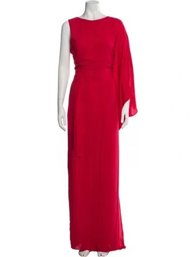 Pre-owned Halston Bateau Neckline Long Dress W/ Tags In Red