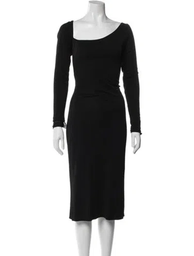 Pre-owned Halston Bateau Neckline Midi Length Dress In Blue