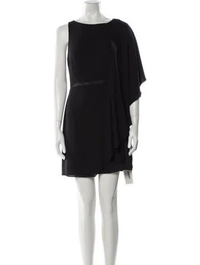 Pre-owned Halston Bateau Neckline Mini Dress In Black