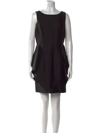 Pre-owned Halston Bateau Neckline Mini Dress In Black
