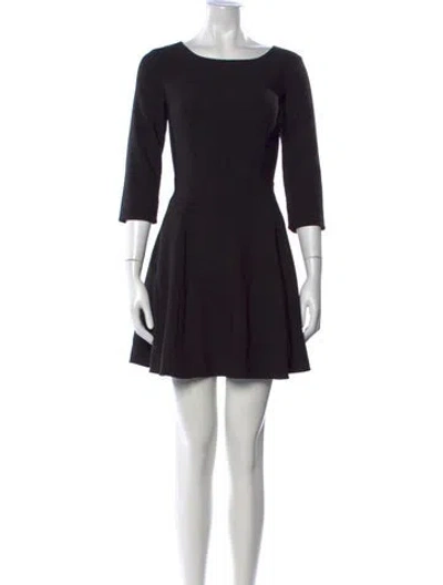 Pre-owned Halston Bateau Neckline Mini Dress In Black