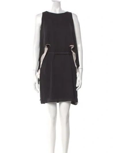 Pre-owned Halston Bateau Neckline Mini Dress In Gray