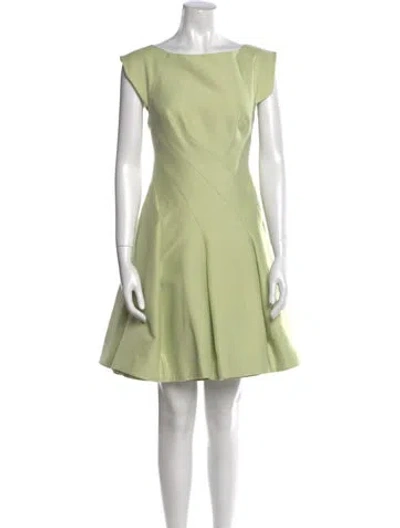 Pre-owned Halston Bateau Neckline Mini Dress In Green