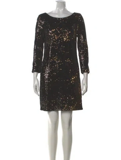 Pre-owned Halston Bateau Neckline Mini Dress In Multi