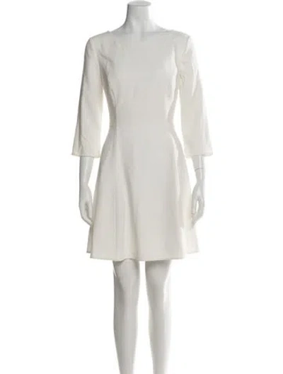 Pre-owned Halston Bateau Neckline Mini Dress In White