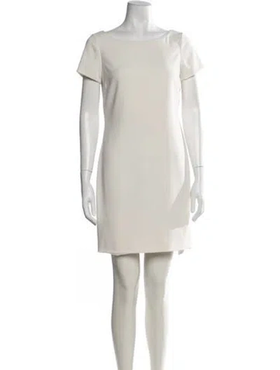 Pre-owned Halston Bateau Neckline Mini Dress In White