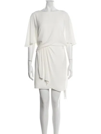 Pre-owned Halston Bateau Neckline Mini Dress In White