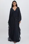 Halston Bell Sleeve Maxi Dress In Dark Navy