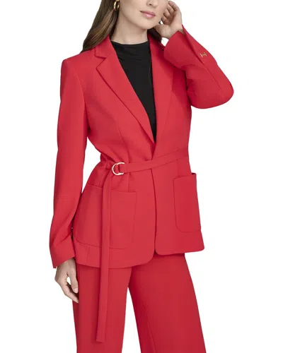 Halston Belted D-ring Blazer In Red