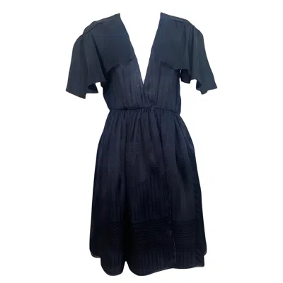 Pre-owned Halston Black Cocktail Dress With Flutter Sleeves, 1970s