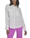 Halston Long Sleeve Button Down Blouse In White