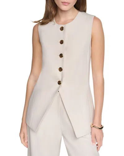 Halston Button Up Vest Top In White