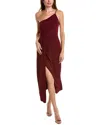 Halston Camille One-shoulder Draped Jersey Midi Dress In Red