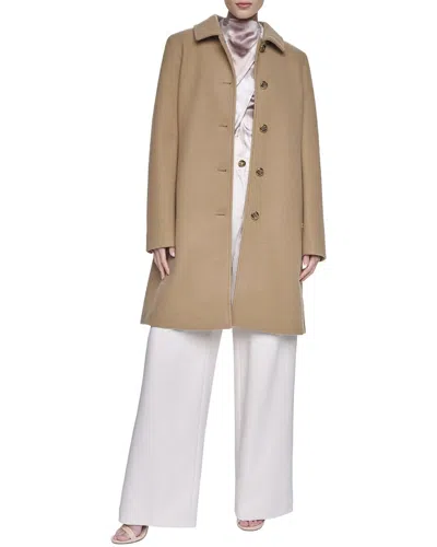 Halston Car Coat In Brown