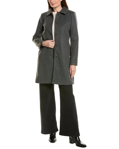 Halston Car Coat In Gray