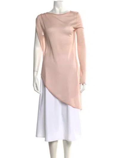Pre-owned Halston Cashmere Cowl Neck Sweater In Pink